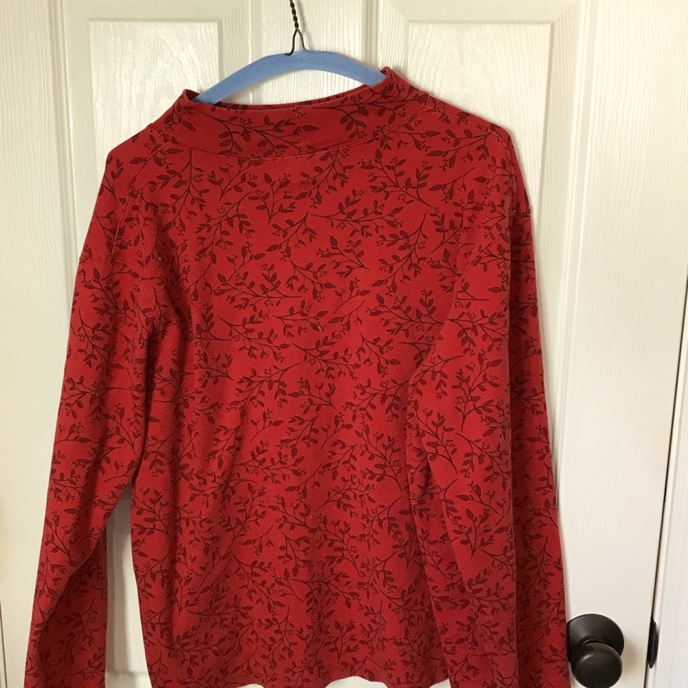 Printed pretty red printed turtleneck, 3x, Croft & Barrow
